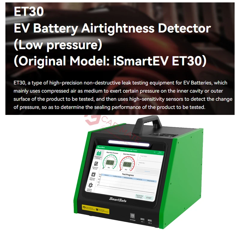 CE Certified SmartSafe ET30 Electric Vehicle Battery air Tightness Tester (low Voltage) 10-inch Large Screen Display