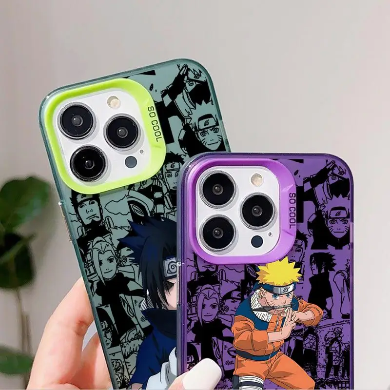 Cool Anime NARUTOS Phone Case For Apple iPhone 11 14 15 13 Pro Max 12 Silicone 15 Plus 11Pro Matte Lens Protect Plating Coque