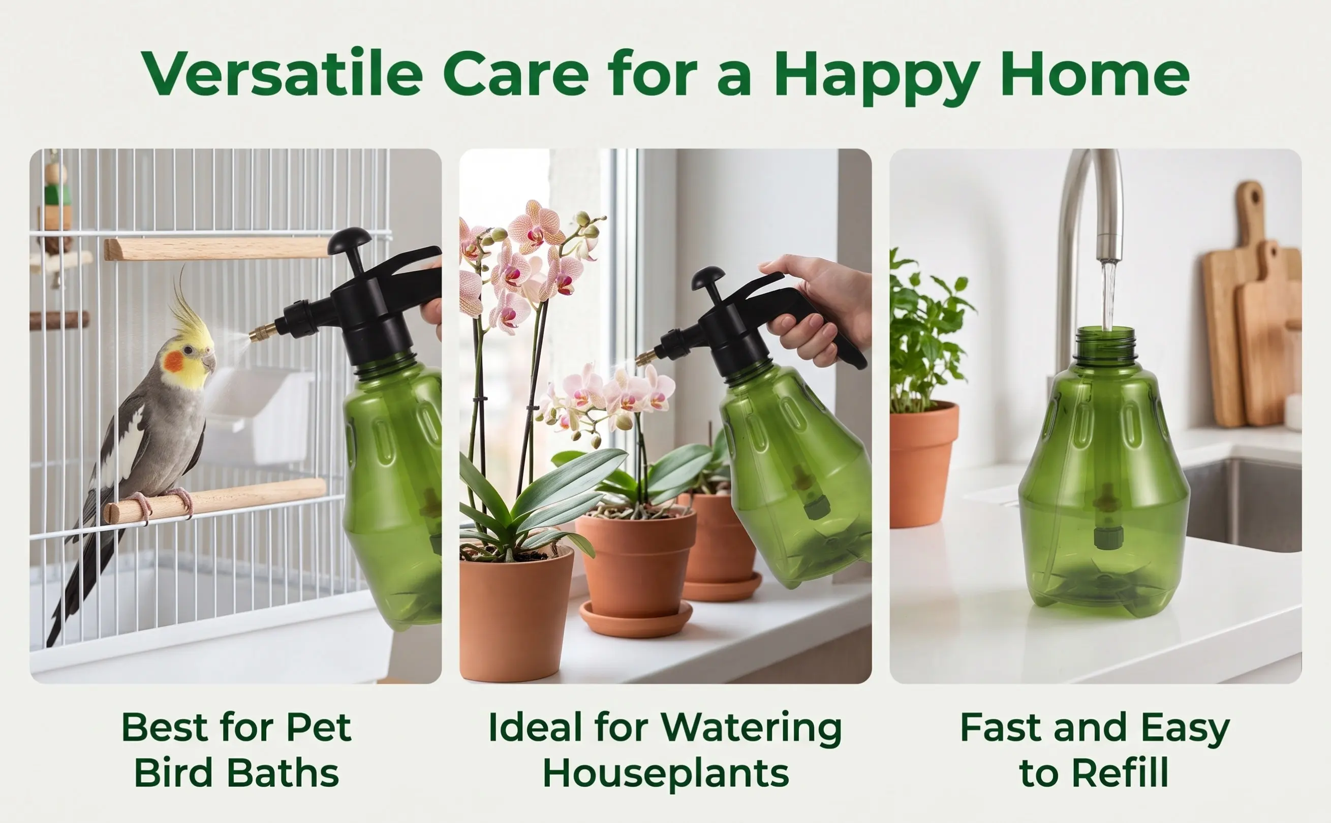 Portable Bird Bath Misting Bottle Parrot Bathing Accessories 5L Adjustable Nozzle Leakproof Spray Cleaner Cockatiel