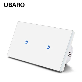 UBARO EU Russia Wall Touch Light Switch Tempered Crystal Glass Panel Electric Sensor Power Multi buttons 100-240V 10A