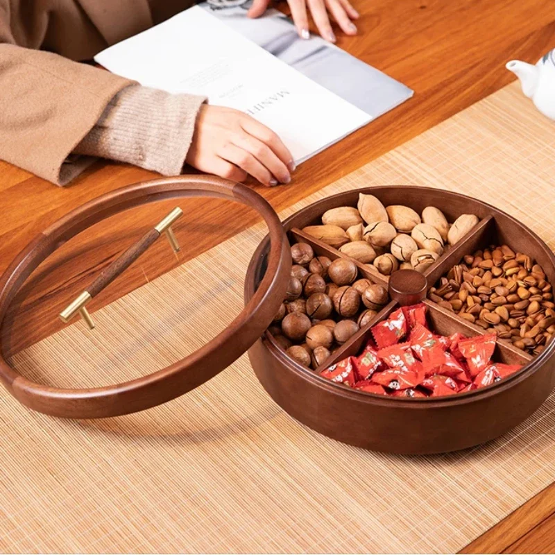 Chinese Walnut Nut Storage Box Light Luxury Sealed Dry Fruit Box Candy High End New Home Living Room Fruit Tray