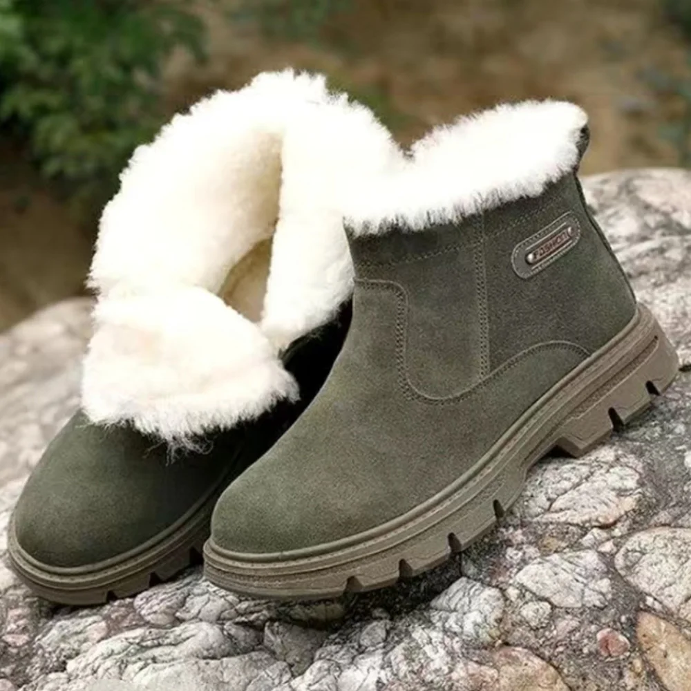 

Модные теплые шерстяные ботинки на платформе, толстая подошва, износостойкая нескользящая обувь, зимняя зимняя водонепроницаемая рабочая защитная обувь с защитой от столкновений