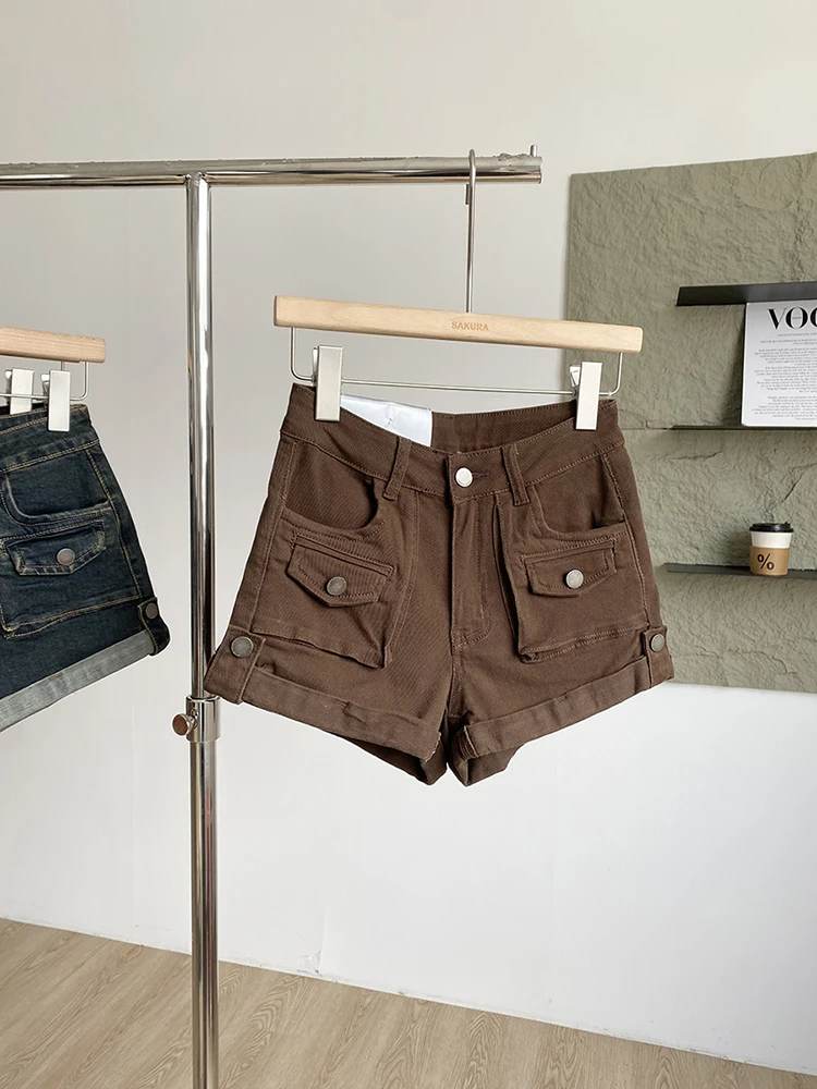 2025年秋新作 韓国風ファッション シックなカーリング加工 カウボーイショーツ レディース ハイウエスト 多用途 Aライン ワイドレッグショーツ