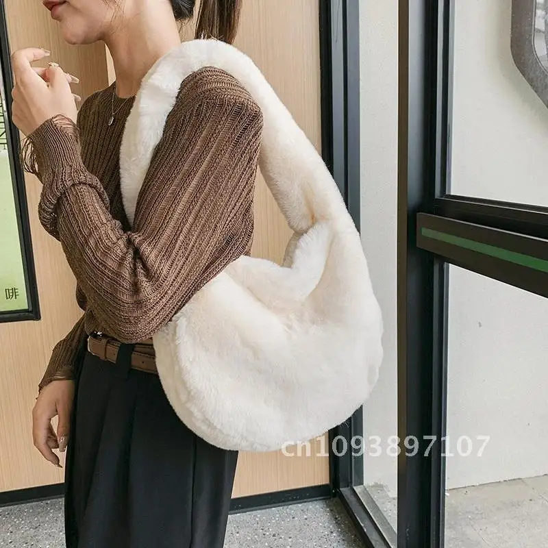 

Soft Fluffy Plush Shoulder Bag Girls 2023 Luxury New Solid Winter Plush Designer Large Capacity Women’s Bags Handbag Tote Furry