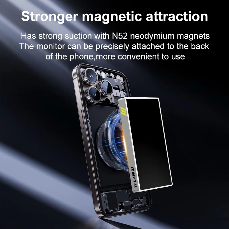 YELANGU TP01 모니터 화면 화웨이 IOS 안드로이드 전화 후면 카메라 무선 자기 Selfie 모니터 화면 VS Fotorgear MS01