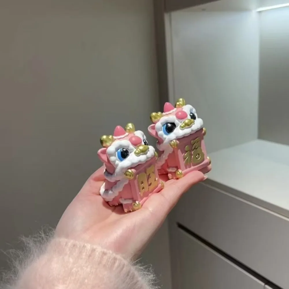 Dragon Dance Cute Mini Ornament Creative Desktop Workstation Q Version Lion Dance Handmade Doll Home Decoration