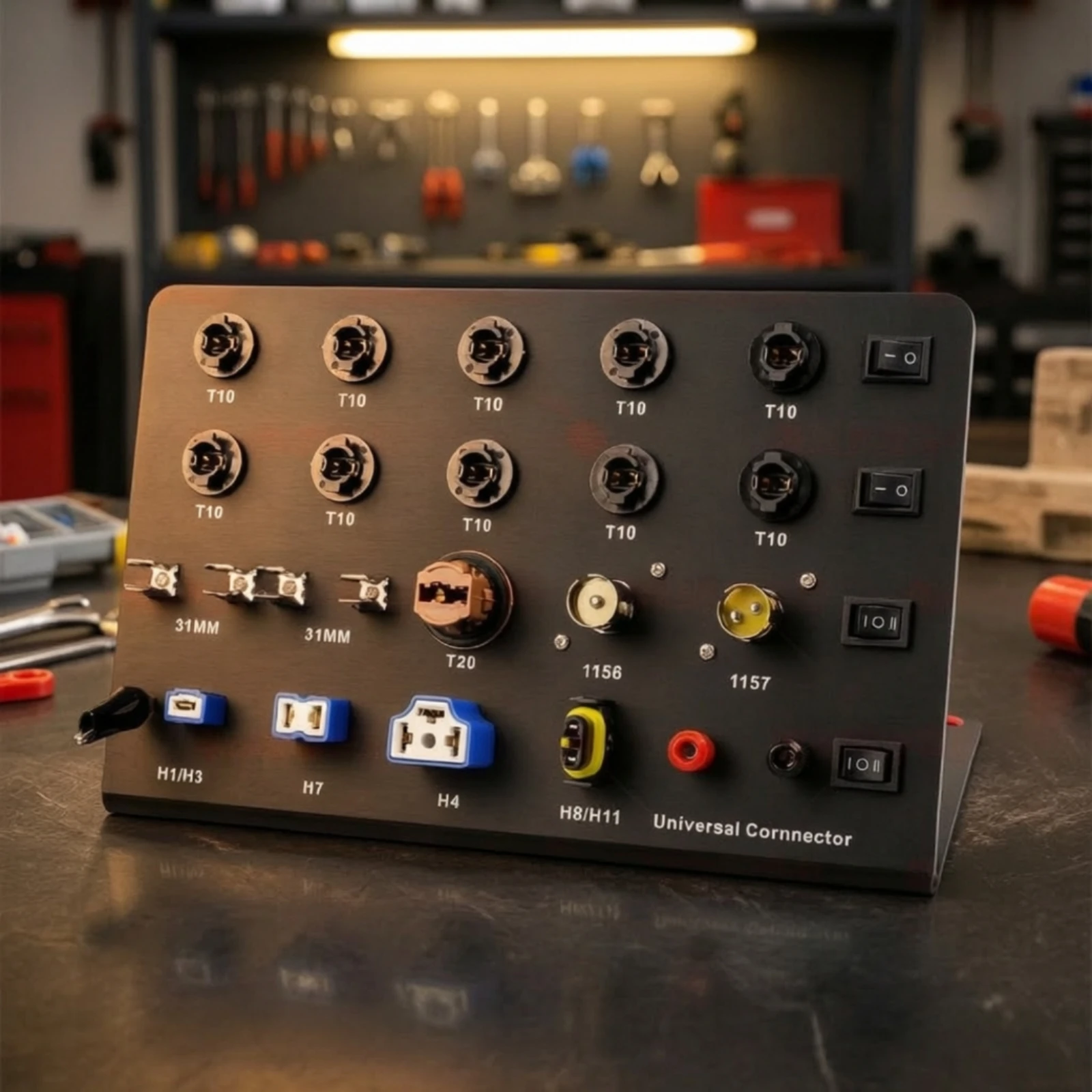 Automotive Lamp Tester with Toggle Switches Bulb Tester Electrical Demonstration Panel Desktop for Workshops, Product Showcases
