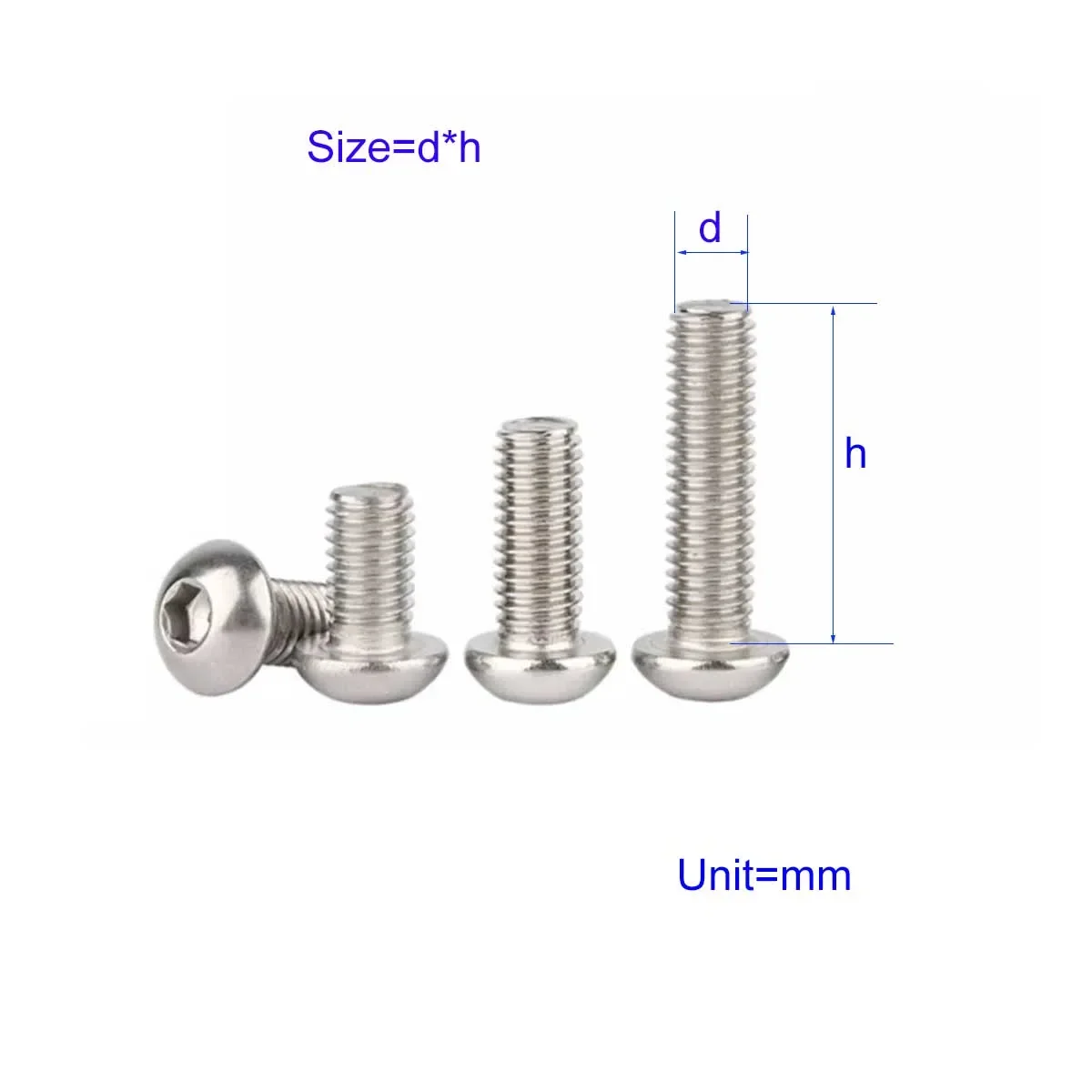 

304 stainless steel round head hex screw/nail extended half round head bolt M2M3M4M5