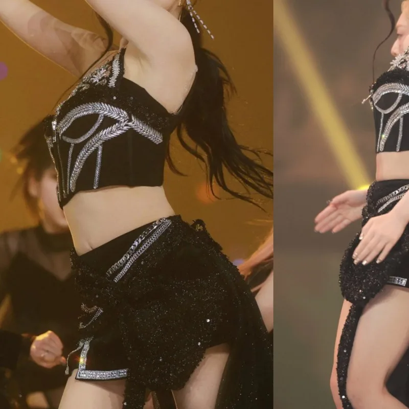2025 Mädchen-Gruppenkostüm, Jazz-Bühnenkostüme, Kpop Idol-Outfit, Hip Hop Street Dance, Erwachsene Frauen, Jazz Dance, sexy koreanisches Mädchen-Outfit