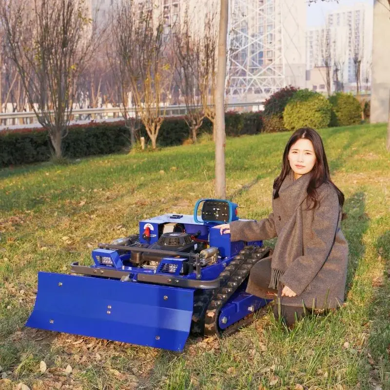 

Customized track driven intelligent lawn mower with rotating garden remote control weeding machine