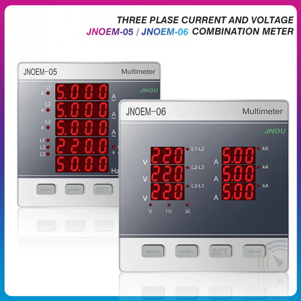 

Ammeter Voltmeter Hz Meter 3 Phase 4 Wire Intelligent LED Digital Multimeter AC 220V/380V Voltage and Current Frequency Meter