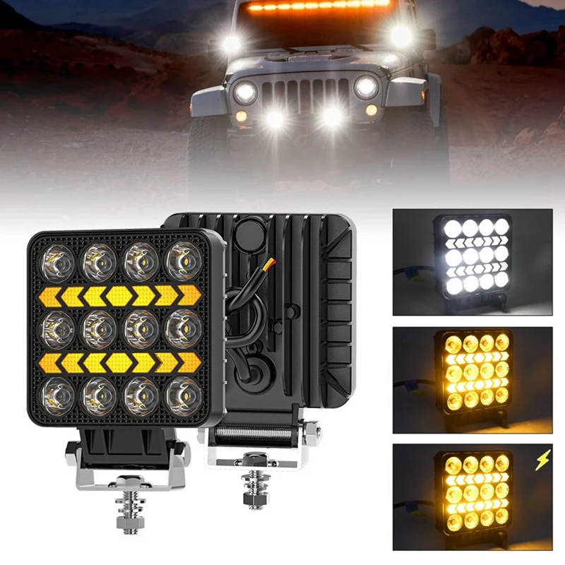 AB46-4 Inch Car LED Work Light Strobe Headlight White Yellow Offroad Driving Spotlight Fog Light For Truck Cars Suv Boat