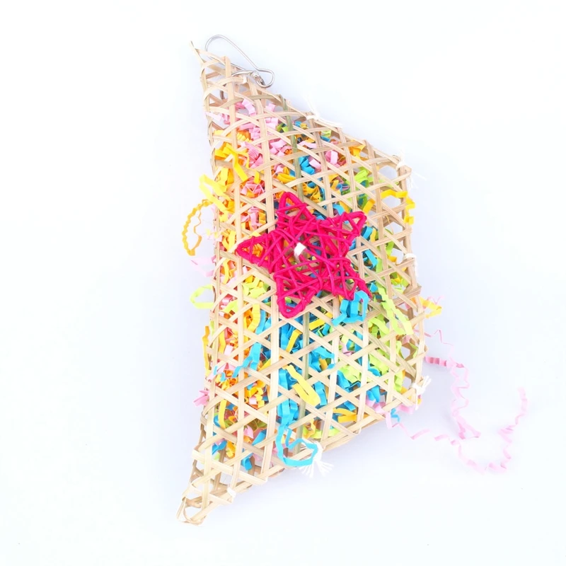 Parrot Shredding Parakeet Chewing Toy Crinkle Paper Bamboo Woven Foraging Toy for for Finch Canary Dropsale