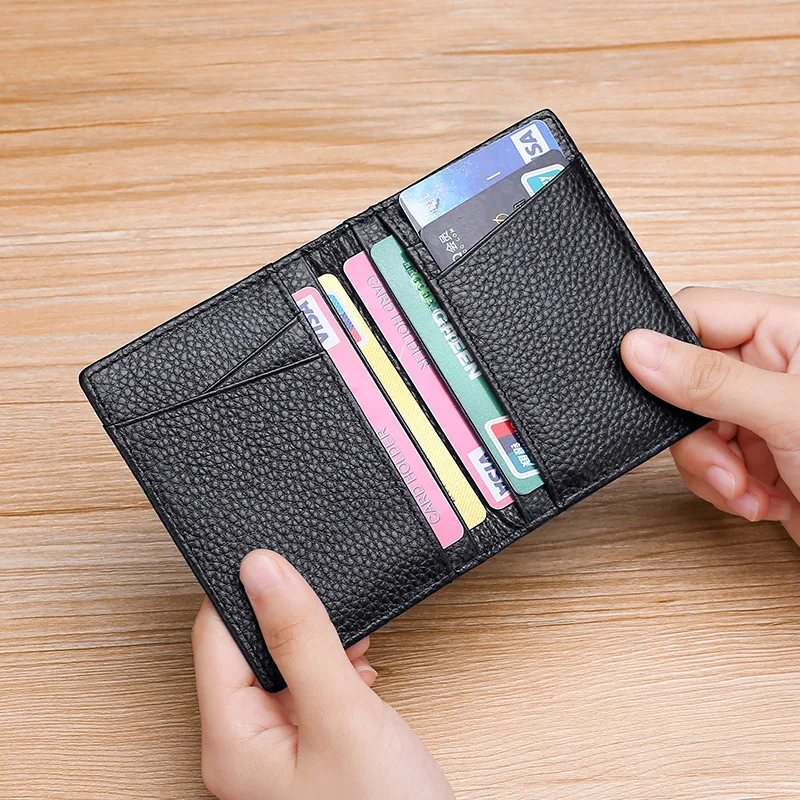 H19 2 Colors Genuien Leather Card Holder 8 Card Position Men's ID Card Purses Bank Card Mini Purse Drive-Licence Pack Male Bags