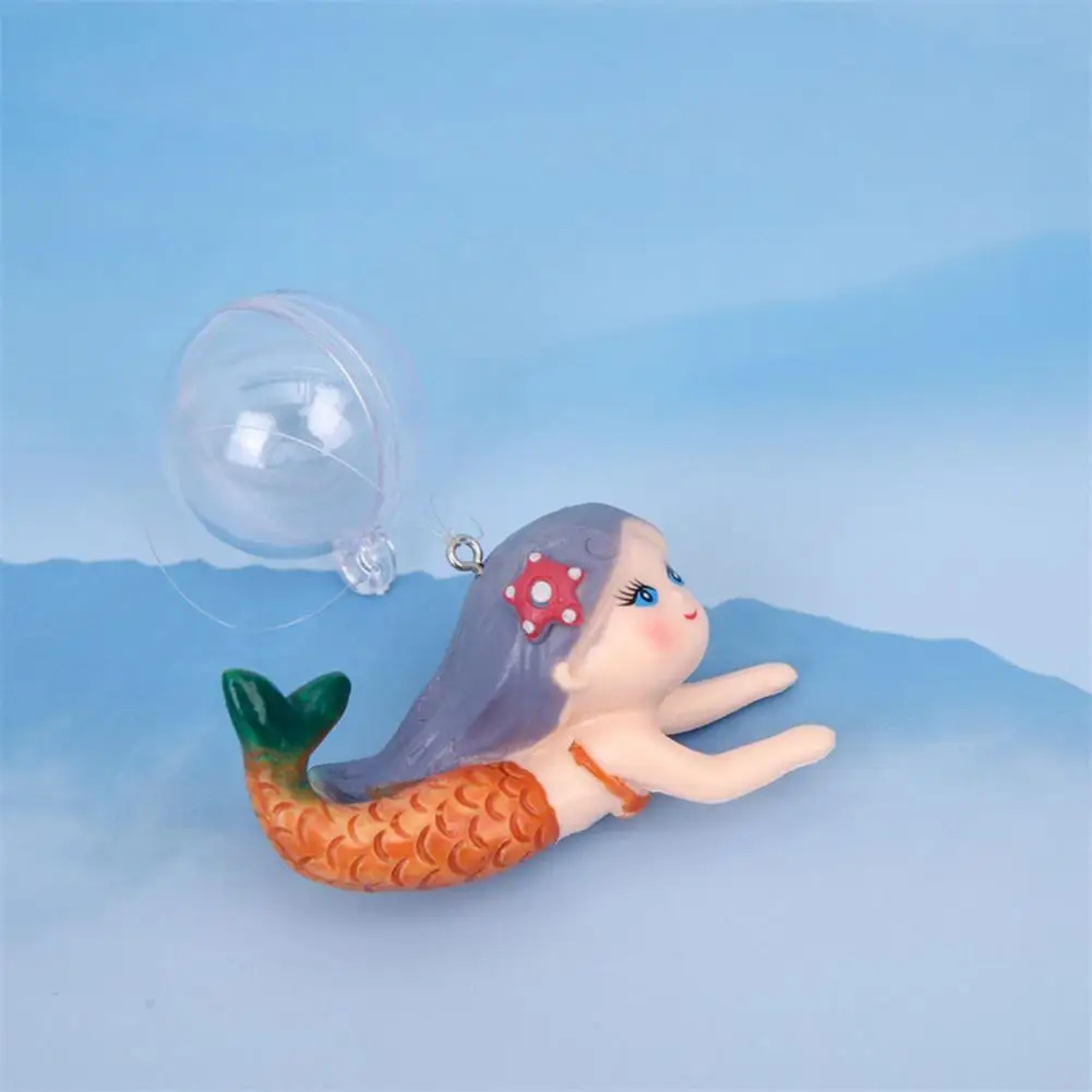 Aquarium Ornament Mini Aquarium Mermaid Figurine Ornament Adorable Eco-friendly Floating Decor for Fish Tank Cartoon Shape