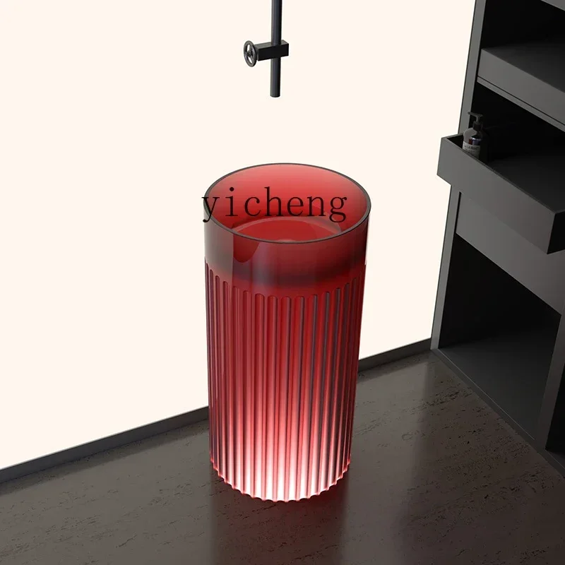 TP-28  integrated floor-to-ceiling balcony hand wash basin Color transparent resin art column basin