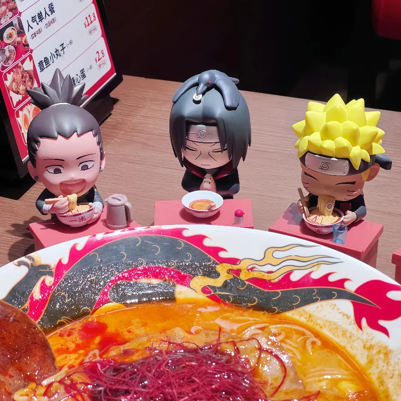 신상품 정품 반다이 나루토: 질풍전 라멘 시리즈 블라인드 박스 귀여운 애니메이션 피규어 모델 장난감 장식품 휴일 선물 사스케