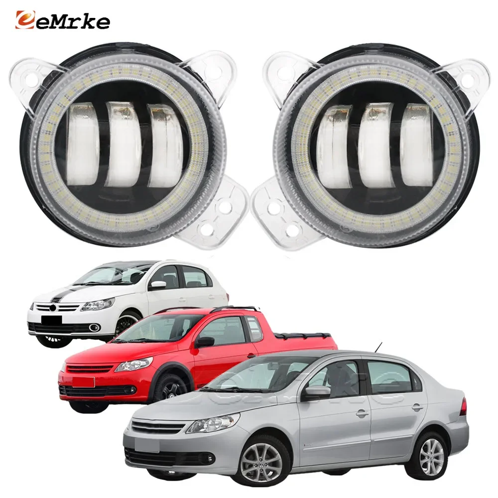 Led Fog Lights Assembly Lens Car Angel Eyes DRL Ring Daytime Running Lamp for Volkswagen Gol G5 Saveiro Voyage 2009 2010 2011