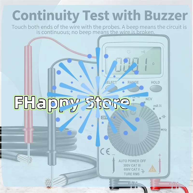 [MA]Mini Digital Multimeter 4000Count T-RMS AC/DC NCV Capacitance Ammeter Voltmeter Tester Multimetro Digital Profesional Test