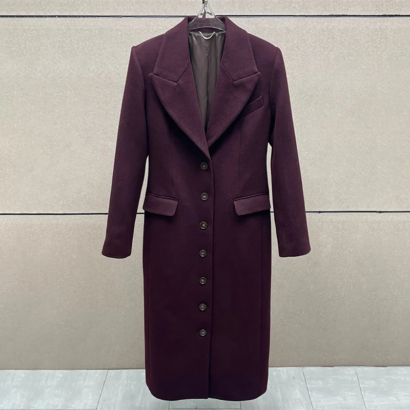 

women's windbreaker New autumn 2025 single breasted long women's trench coat Shoulder pad slim women's jacket wool blend coat
