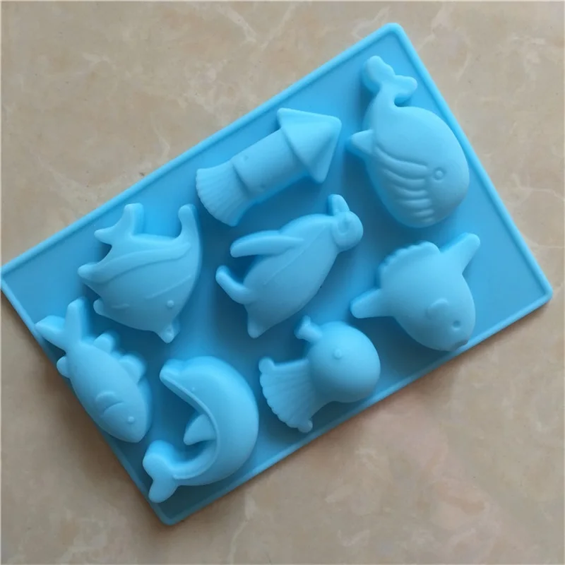 8-Connect Sea World Biological Silicone Chocolate Mold Ice Tray Mold DIY Household Products Easy to Take Off