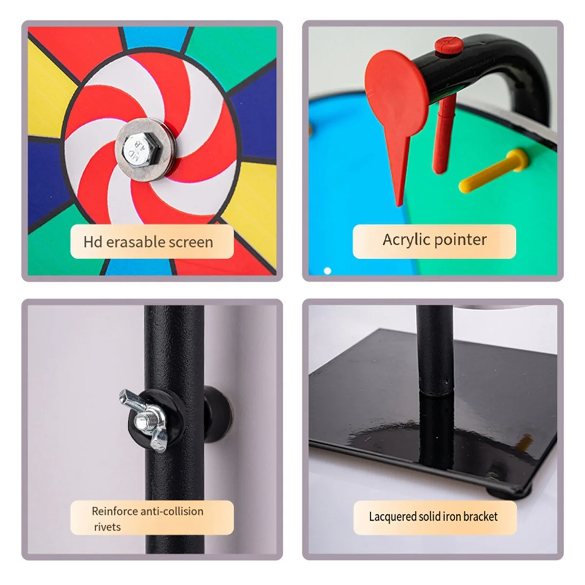 AM-16In Tabletop Prize Wheel 10 Slots Editable Wheel with Dry Erase Pen for Fortune Game Board Game