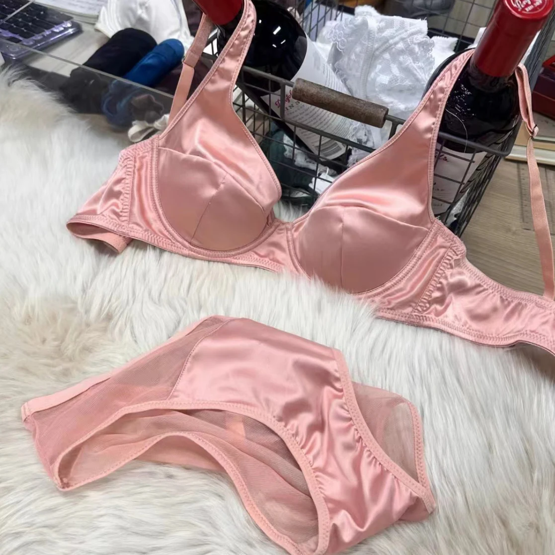 

Женский повседневный комплект с бюстгальтером, тонкий элегантный комплект нижнего белья, женское нижнее белье, простой комплект с бюстгальтером и трусиками
