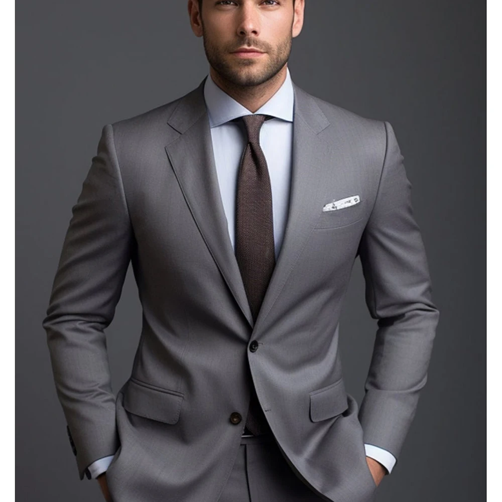 

Dark Grey Men's Suits Single Breasted Notch Lapel Formal Business Blazer Smart Casual 2 Piece Jacket Pants Male Clothing Terno