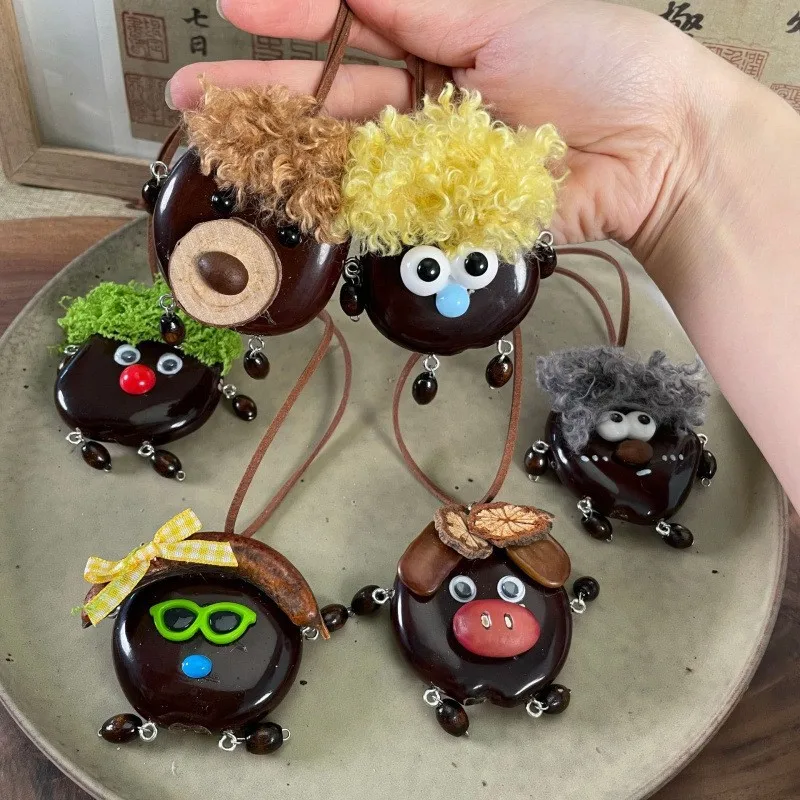 DIY cute and cute cartoon pendant material package, natural soy carob and safe bean pendant. bag keychain pendant