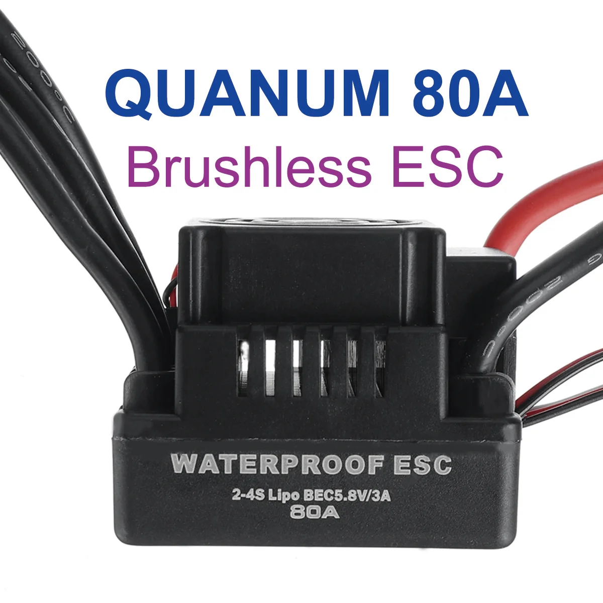 QUANUM 80A Brushless ESC with 5.8V/3A SBEC 2-3S for 1/8 1/10 RC Car Parts