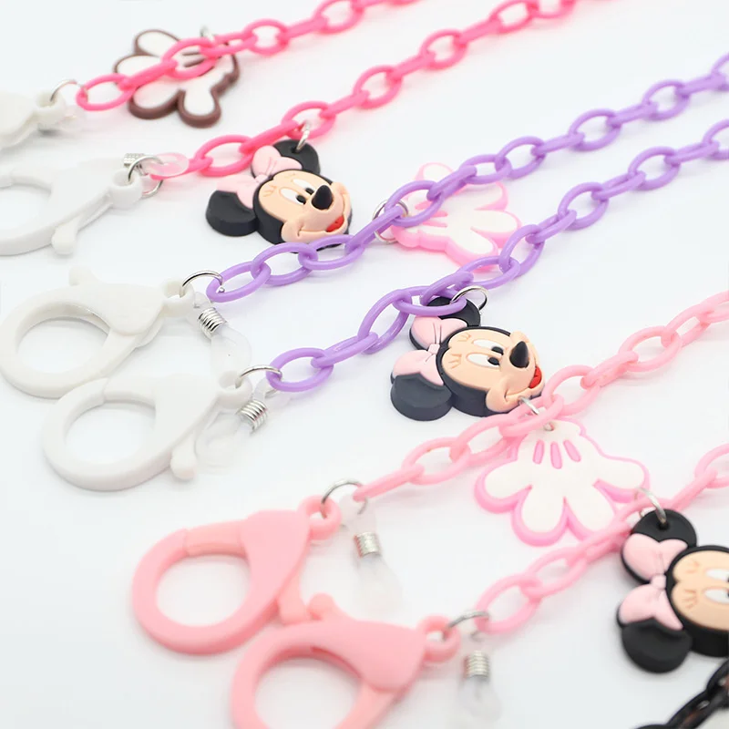 Disney Anime Mickey Mouse Anti Loss Hanging Rope Acrylic Mask Chain Kawaii Minnie Eyeglass Chain Children\'s Accessories