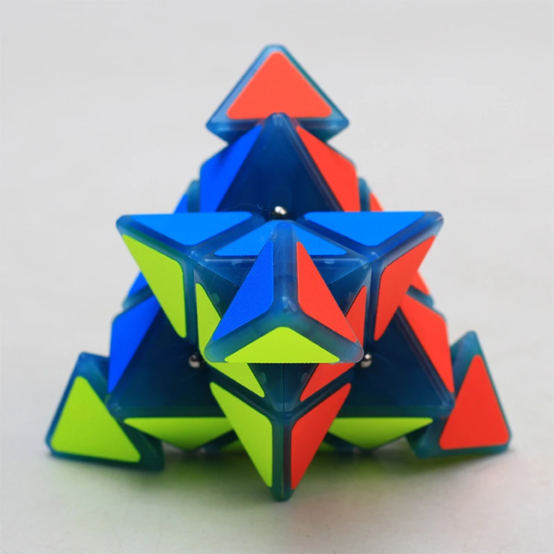 Glow Blue Magnetic Pyramid 3x3 Cube Magic Speed Puzzle Cubo Magico Stickerless Toys for Children Speed Cube 3x3