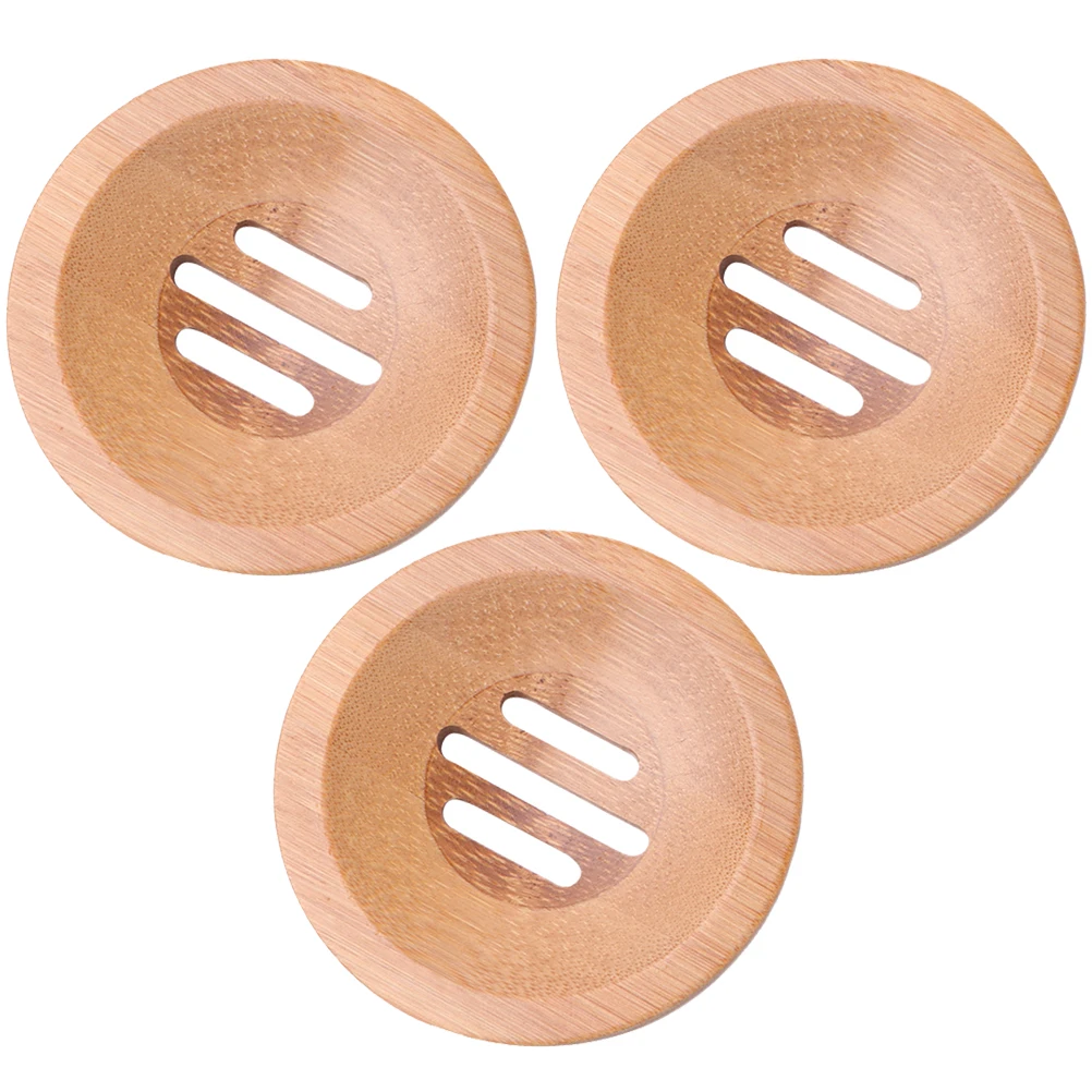 

3pcs Bamboo Soap Box Eco Hollow Design Lightweight Bathroom Holder Tray Drying Tool Shower Kitchen Counter