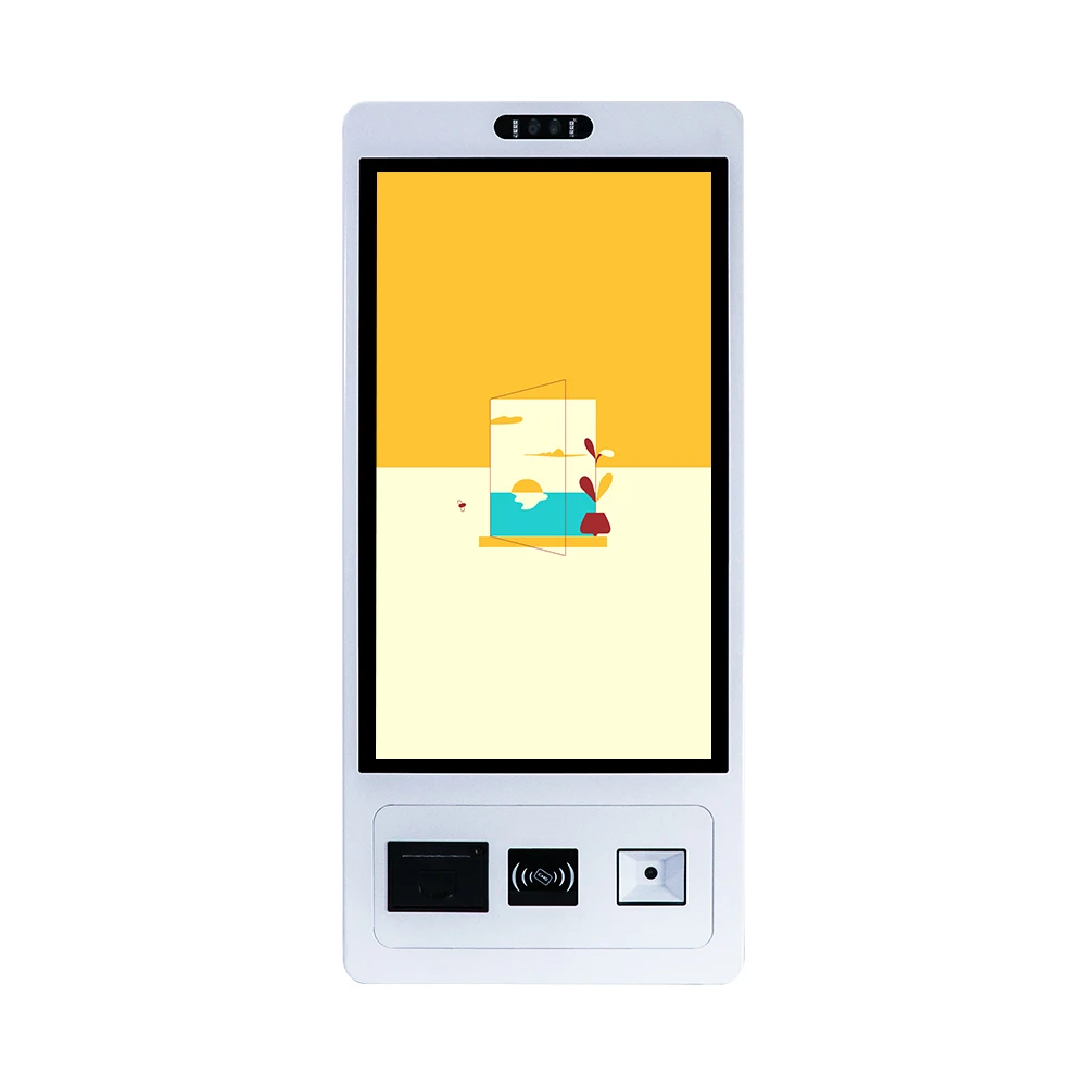 

Metal Case 21.5 23.8 27 Inch Digital Signage Wall Mount Floor Stand Touch Screen Payment Kiosk For Restaurant Hotel