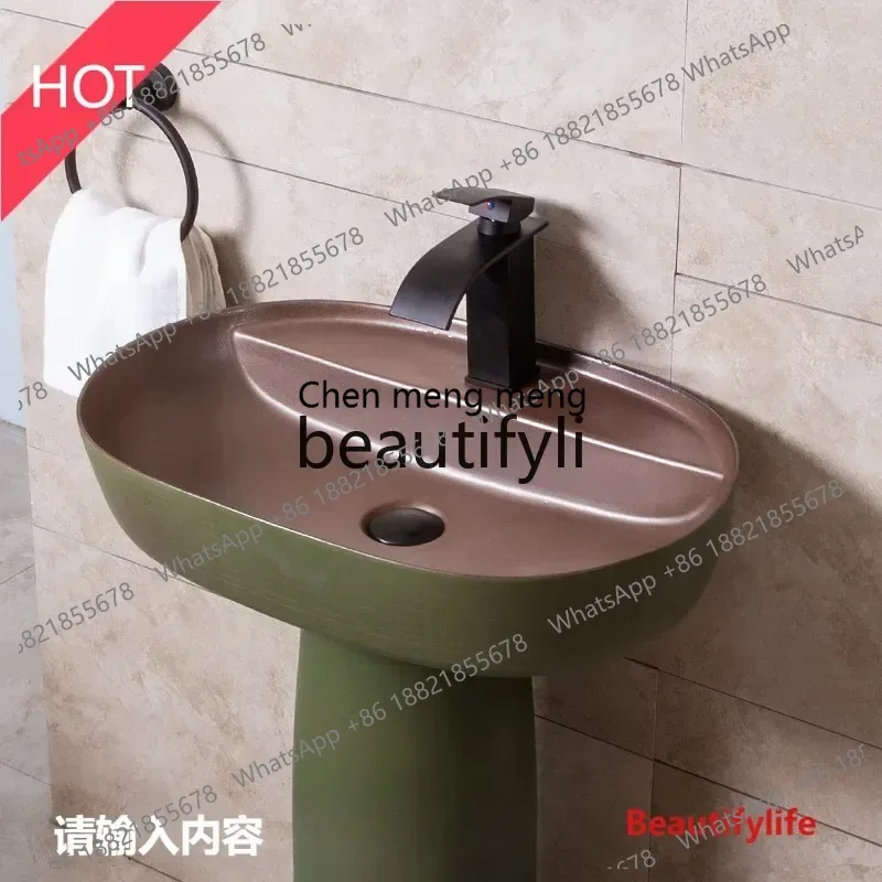 Green light luxury, washbasin, column basin, washbasin, balcony, courtyard, outdoor small apartment retro LHY26