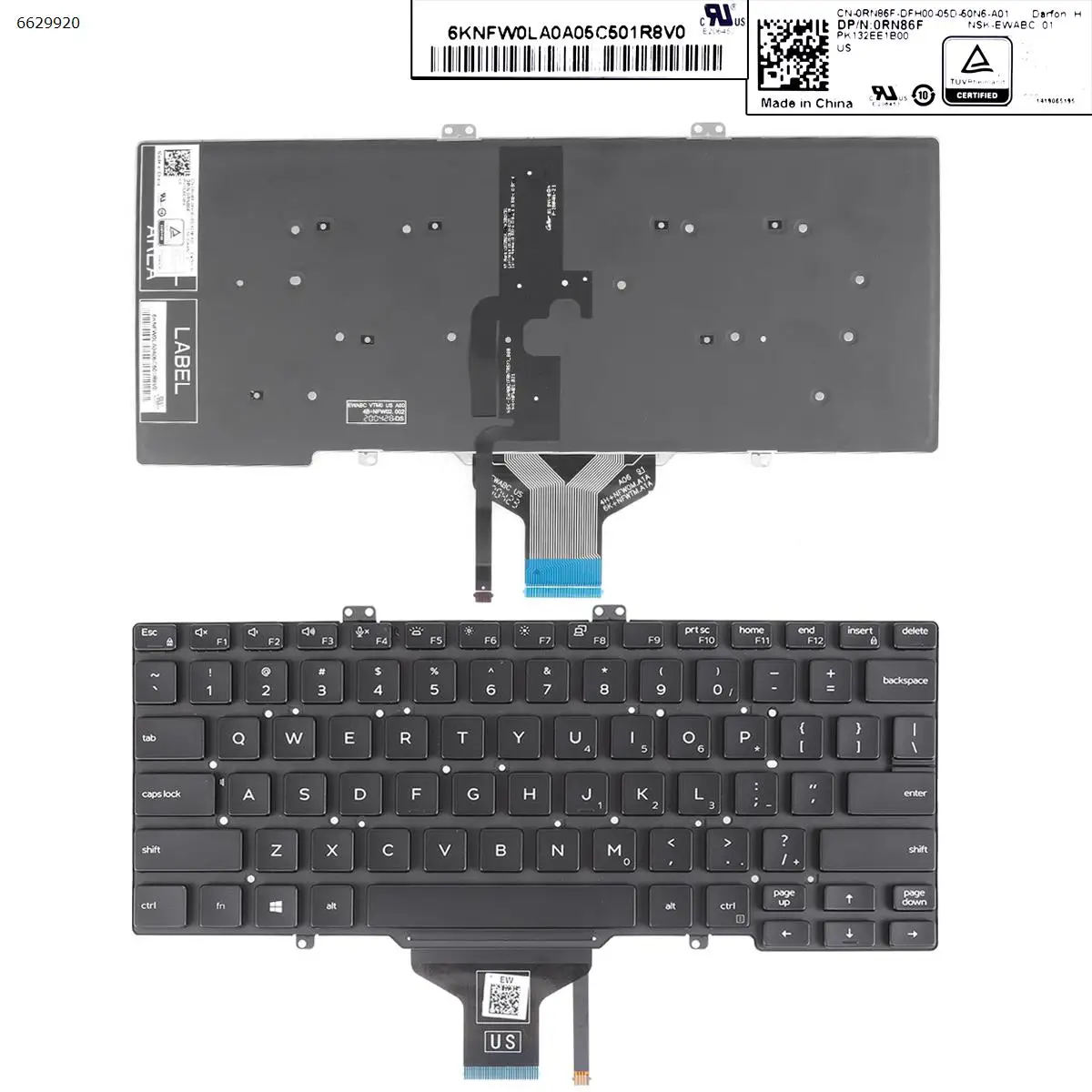 

US Laptop Keyboard for DELL Latitude 3400 5400 7400 5401 Black with Backlit