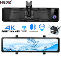 HGDO D566 Dash Cam 4K Car Dvr with GPS WIFI Black Mirror SONY Video Box Dual Cameras Recorder Automotiva Front and Back 12V 24V