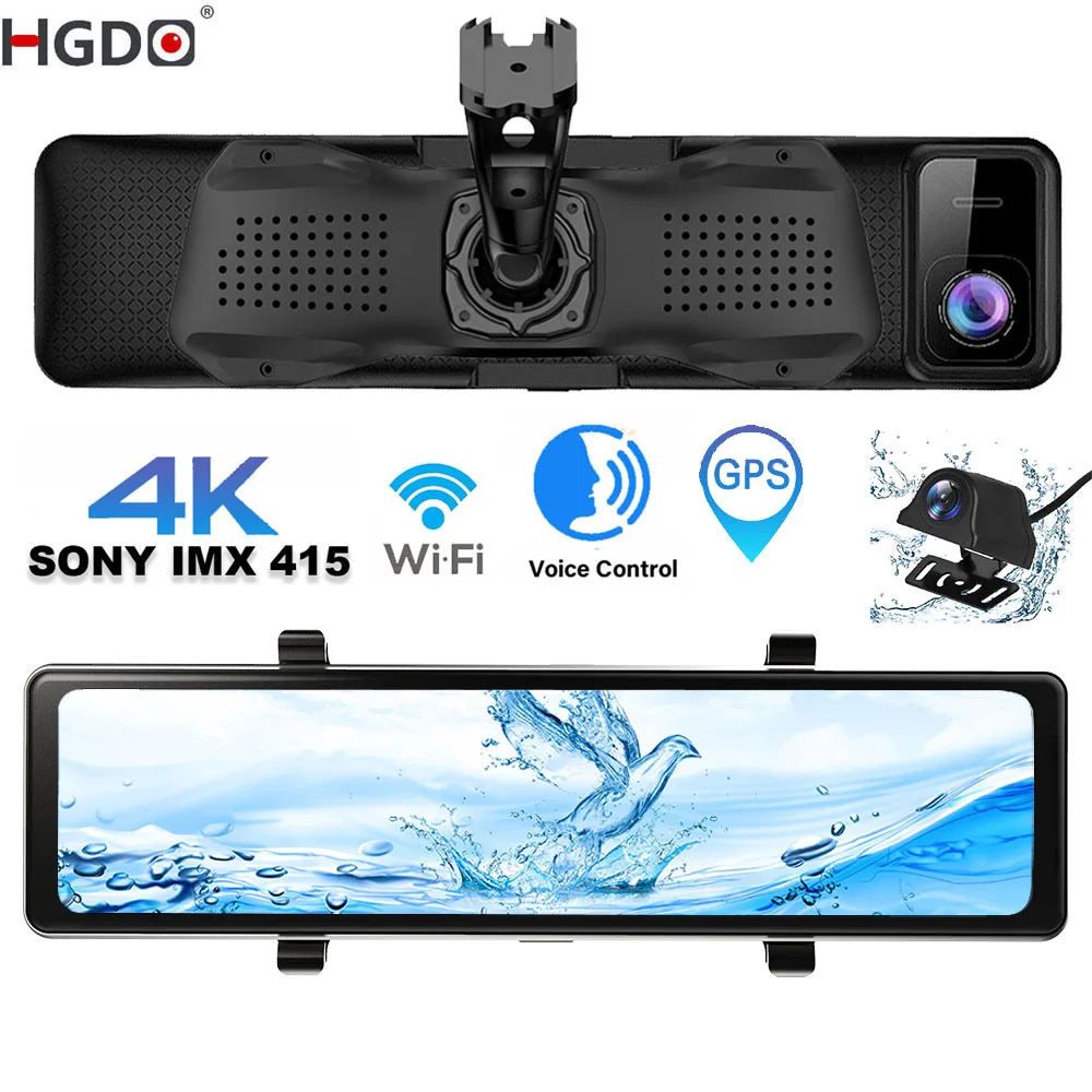 HGDO-D566 대시 캠 4K 자동차 Dvr GPS WIFI 블랙 미러 소니 비디오 박스, 듀얼 카메라 레코더 전후면 12V 24V 