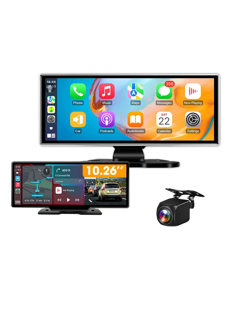 Srnubi 10.26/11.26 Inch Dash Cam 4K CarPlay Android Auto DVR 5G WIFI Dashcam GPS navigatie Video Recorder Achteruitkijkcamera - afbeelding 2
