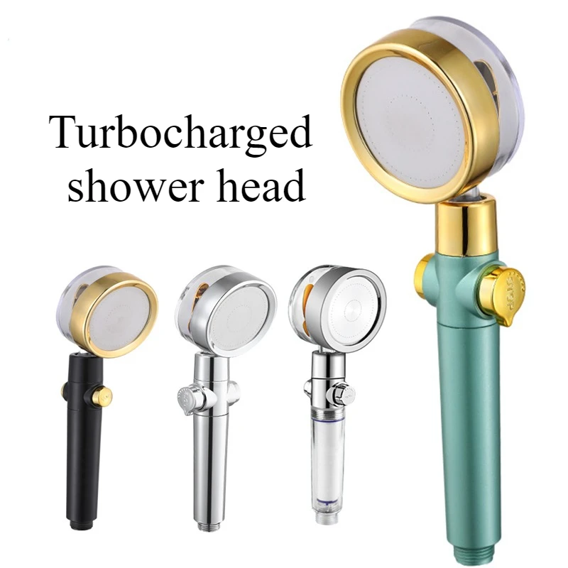 Shower Head Turbocharged Water Saving Handheld 360 Rotating Filter Fan Shower Head Bathroom Accessories Bathroom Shower