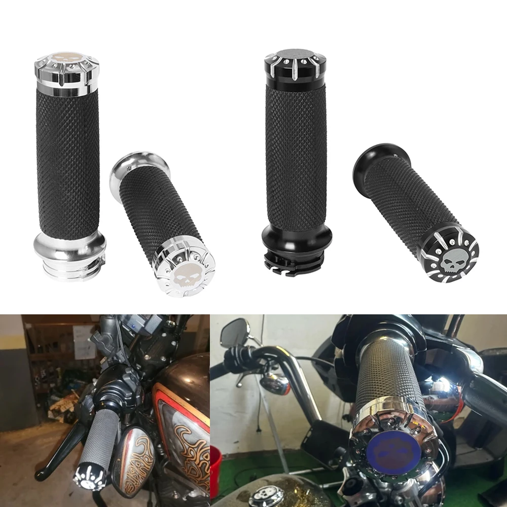 1'' 25mm Black Motorcycle Handlebar Hand Grip Handle Bar Grips For Harley Sportster XL 883 1200 Touring Dyna Softail Road King