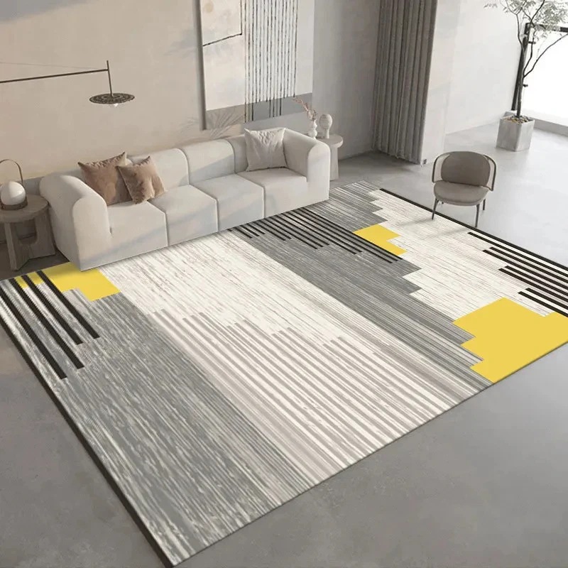 VIKAMA Modern Morandi Blue Grey Geometric Area Rug Non-Slip Washable Soft Floor Carpet for Living Room Bedroom
