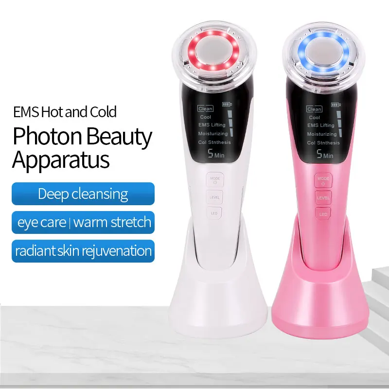 Micro Current เครื่องนวดหน้า EMS อุปกรณ์ยกกระชับผิวเครื่องกําจัดริ้วรอย Hot Cool Face Skin Care อุปกรณ์ความงาม