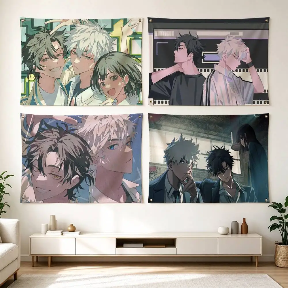 L-Link Click Animation  Flags Wall Hanging Tapestry Outdoor Garage Room Decorative flag Background Blanket