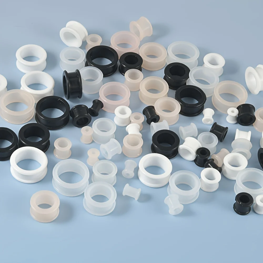 2pcs Hollow Silicone Flexible Double Flared Flesh Ear Tunnel Plugs Gauge Expander Stretchers Body Piercing Jewelry Size 6-22mm