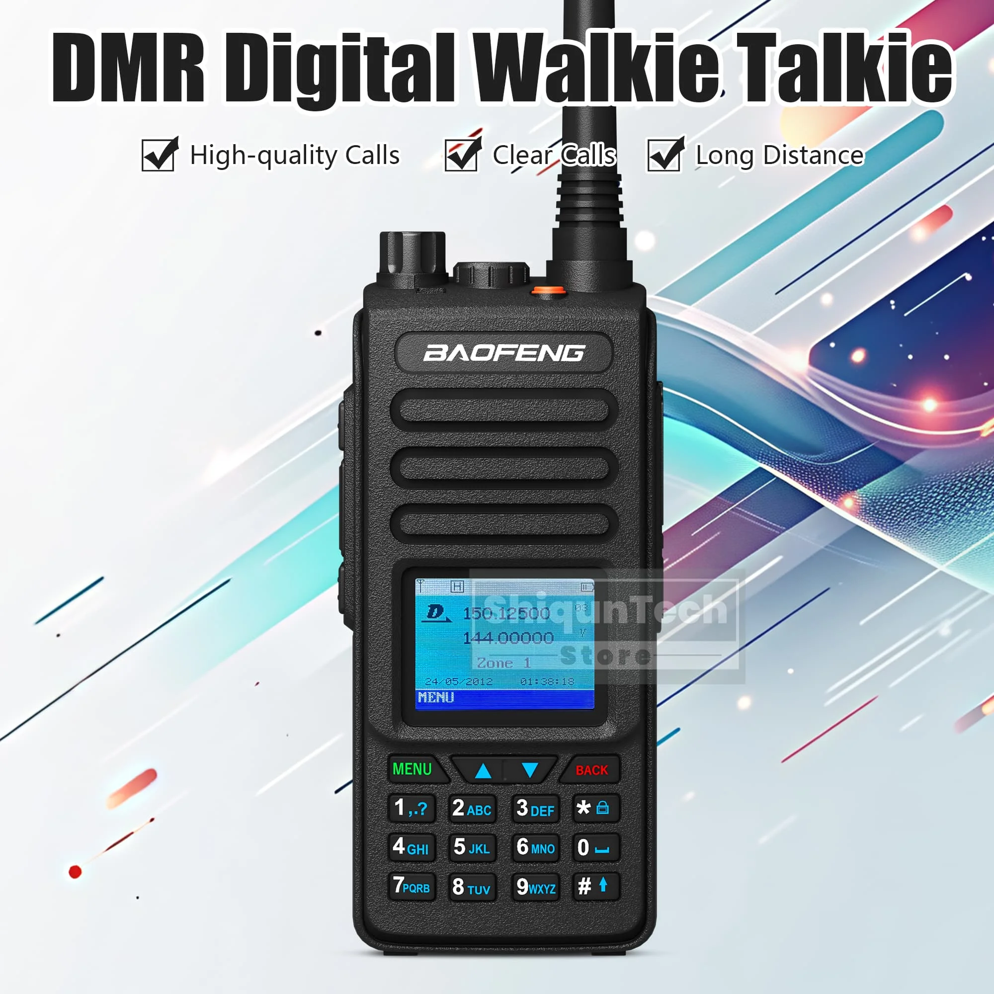 DM-1702 Baofeng Walkie Talkie DMR analogico e digitale 5W AES256 Funzione SMS Livello 1 + 2 Doppio slot per l'ora VHF UHF LED Flashligh Radio