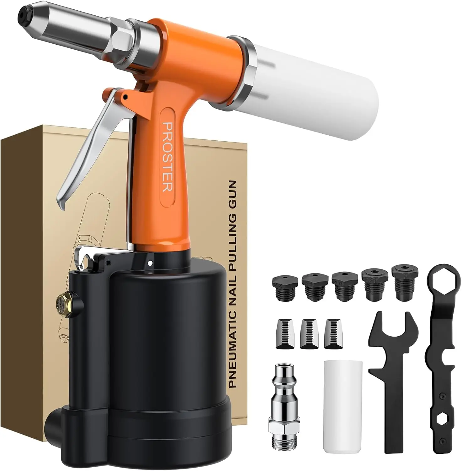 المبرشم الهوائي 3924LBF - مسدس برشام هوائي عالي التحمل، سعة 3/32 بوصة إلى 1/4 بوصة