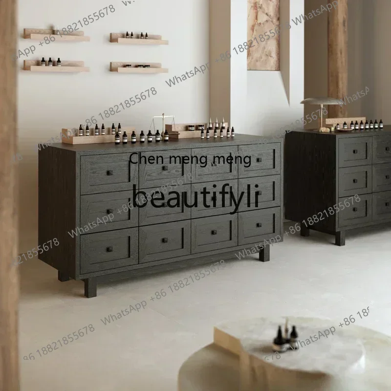 zx1Nakajima Cabinet Essential Oil Aromatherapy Display Cabinet Fragrance Counter Retro Display Cabinet Multi-drawer LockerK182
