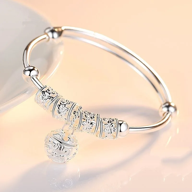 925 Silver Bracelet Women's Palace Bell Fashion Versatile Silver Running Bead Bracelet