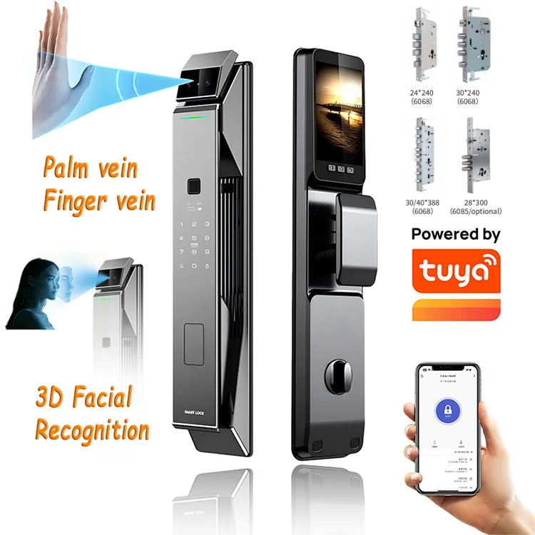 Tuya Smart Home Gate Door Lock Facial Recognition Wifi App Control Screen Intercom Compatible
